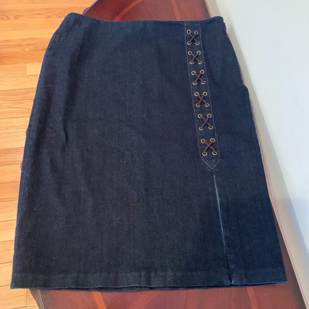 Ralph Lauren Dark Blue Denim Skirt with Side Zipper